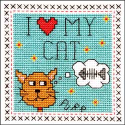 I Love My Cat House Cross Stitch