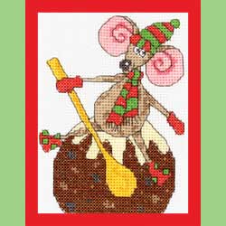 Mistletoe the Mouse, Christmas Pudding, Cross Stitch