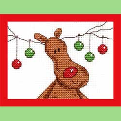 Red the Reindeer, Baubles, Cross Stitch