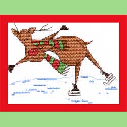 Red the Reindeer, Skating, Cross Stitch