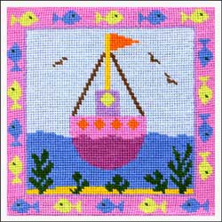 Little Pink Boat Tapestry