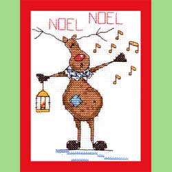 Red the Reindeer, Singing, Cross Stitch